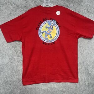 NWT Yazbek Playa Del Carmen T Shirt Men's Sz XL Red Mexico 2-Sided‎ Iguana Tee